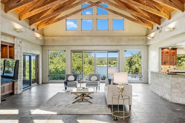 a living room filled with furniture