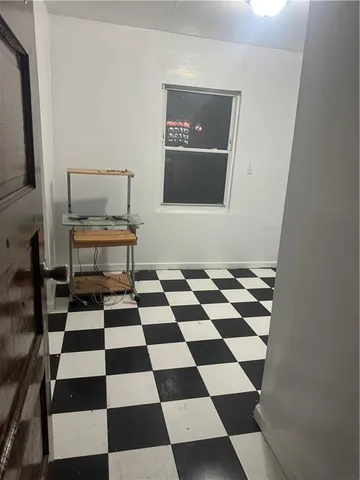 a black and white checkered floor