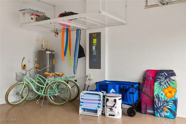 a bedroom with furniture and a small closet