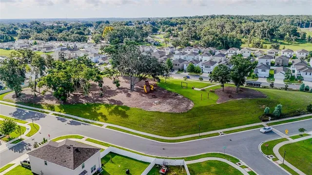 an aerial view of a house