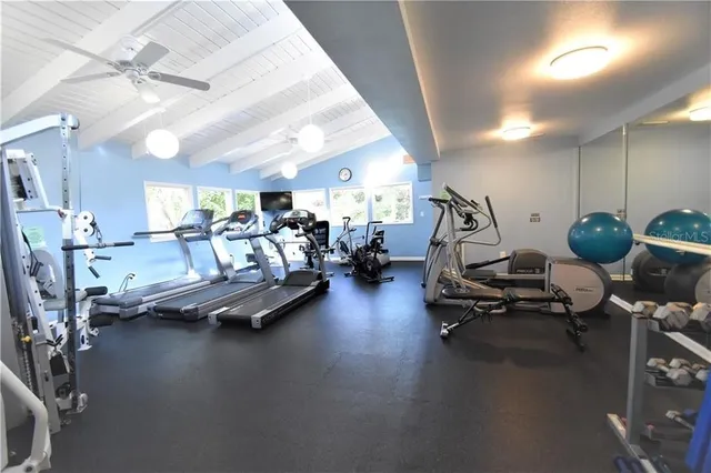 a view of a room with gym equipment