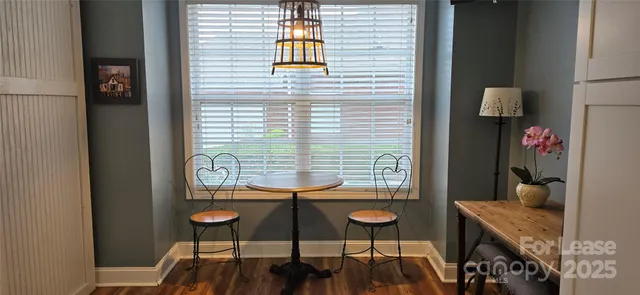 a table and chairs in a room