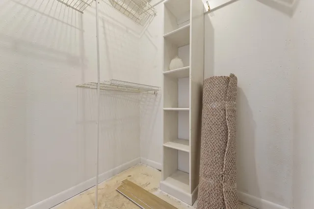 a garden view with a seating space