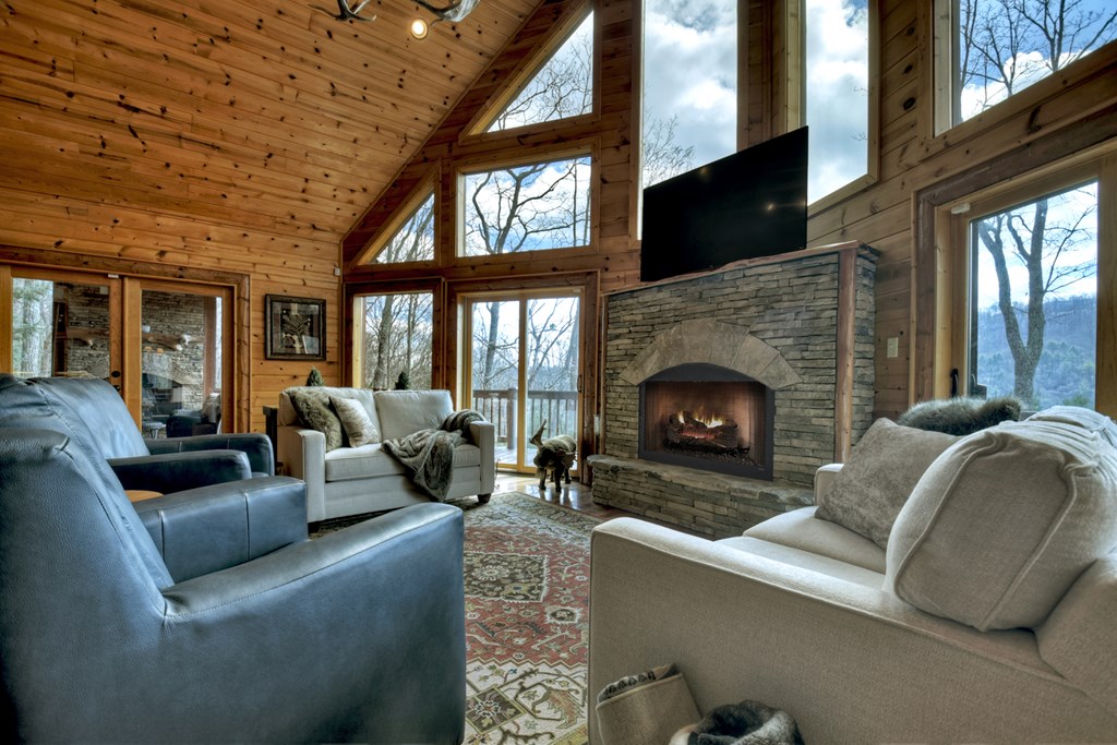 101 Falling Rock Road Cherry Log, GA 30522 - Photo 15 of 70 a living room with furniture fireplace and flat screen tv
