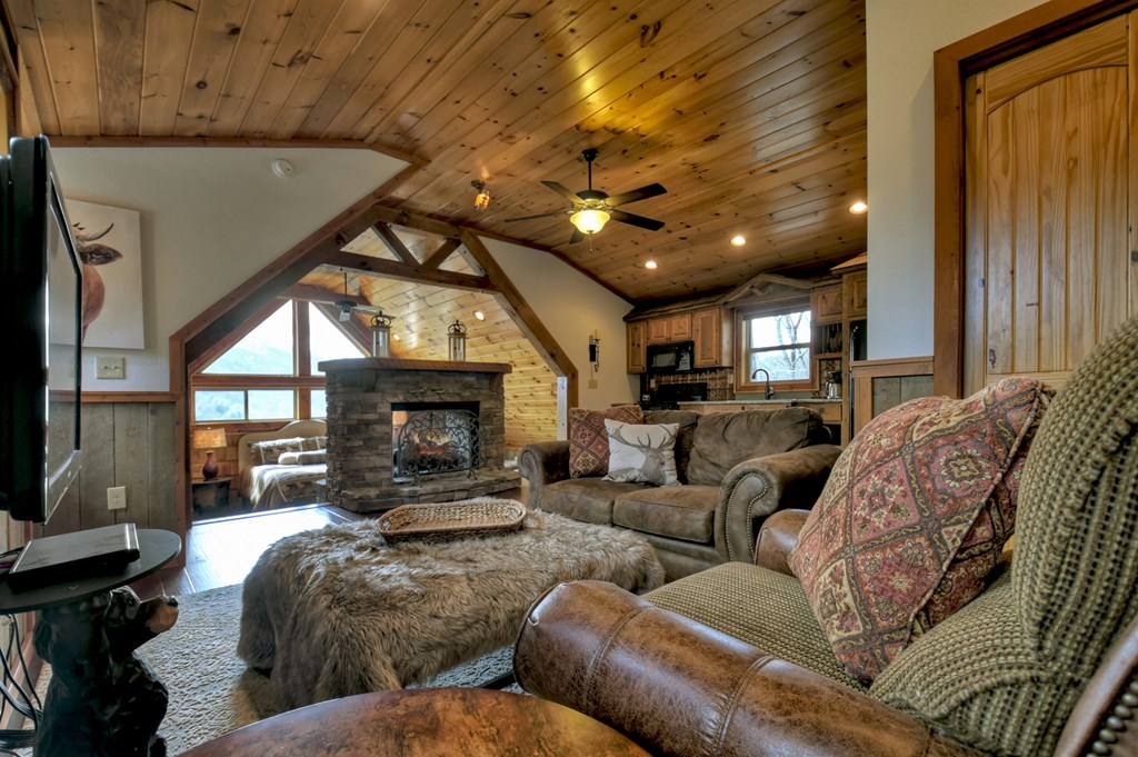 101 Falling Rock Road Cherry Log, GA 30522 - Photo 40 of 70 a living room with furniture and a fireplace