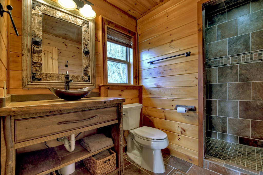 101 Falling Rock Road Cherry Log, GA 30522 - Photo 44 of 70 a bathroom with a toilet and a shower