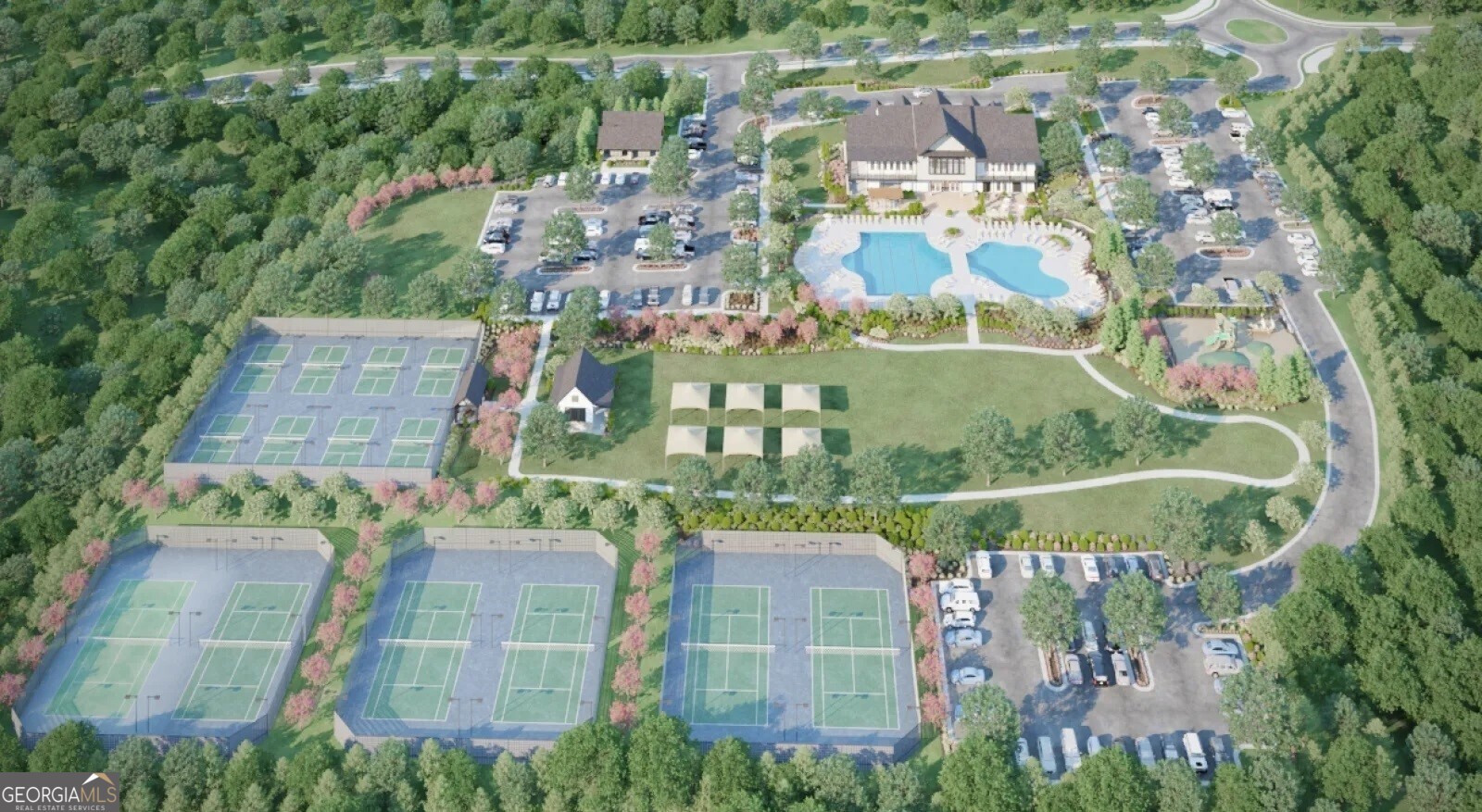 2604 Parkside Way Gainesville, GA 30507 - Photo 33 of 33 an aerial view of a residential houses with outdoor space and parking