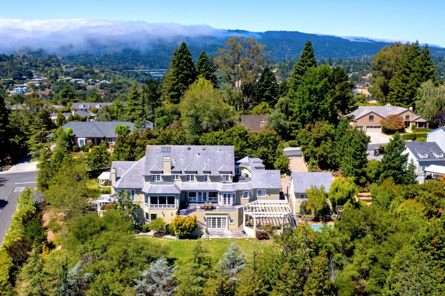 1215 Tournament Drive Hillsborough, CA 94010 - Photo 8 of 16 an aerial view of a house with a garden