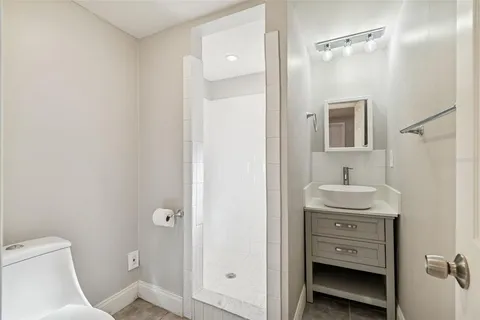 a bathroom with a window