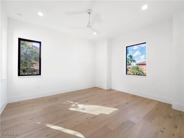 an aerial view of a house with a garden