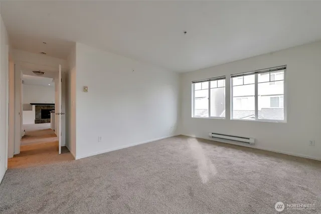 an empty room with windows