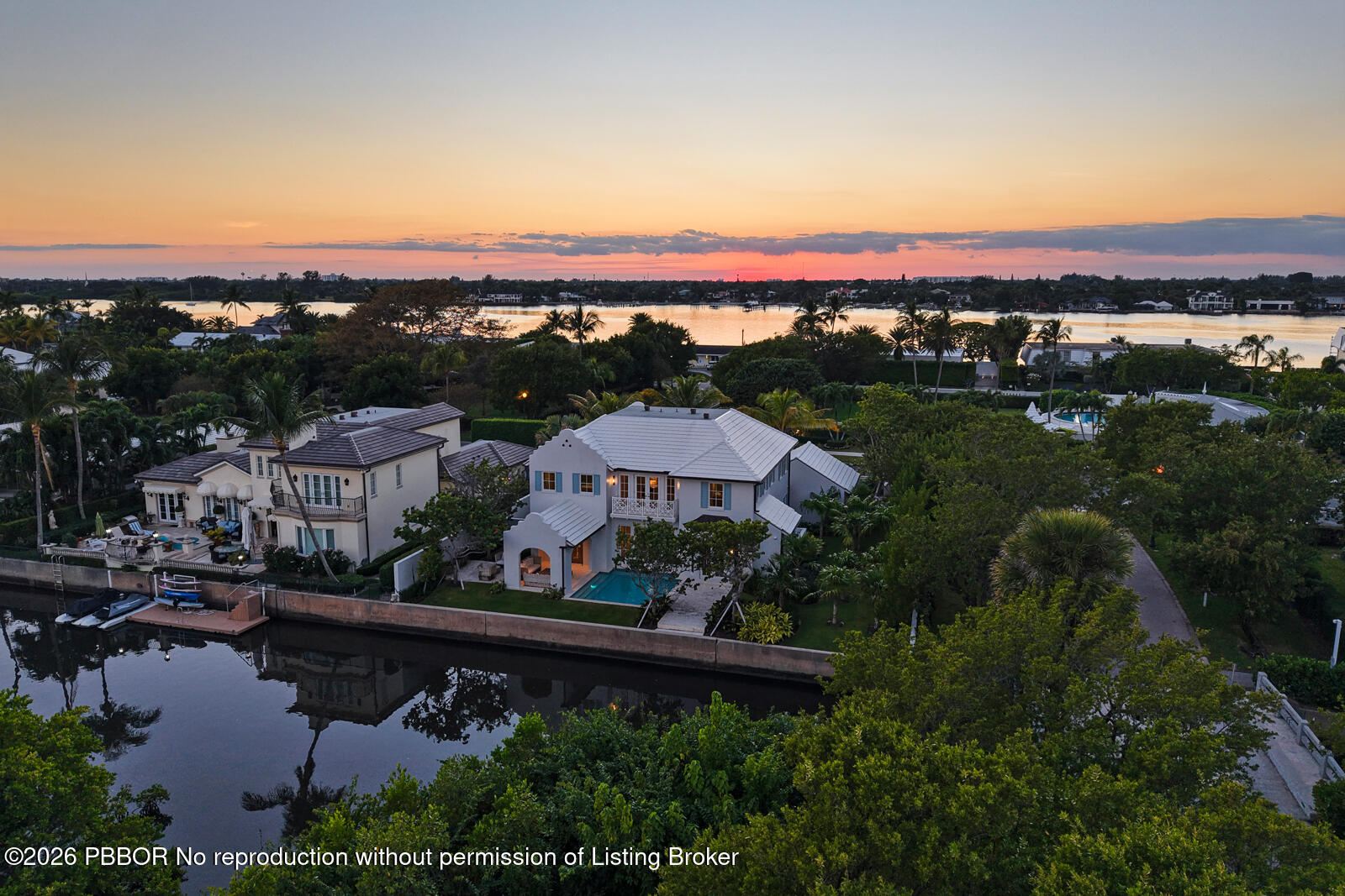 2219 Ibis Isle Road East Palm Beach, FL 33480 - Photo 61 of 64 Twilight Aerial