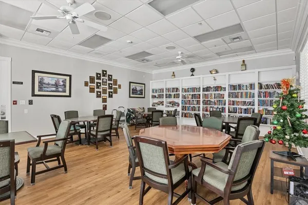 a very nice looking room with a large window and a fountain