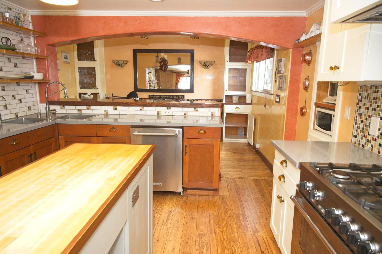 126 Center Street Jackson, CA 95642 - Photo 32 of 95 beautiful kitchen including stone and buther block countertops, custom cabinets and Italian freestanding oven/range