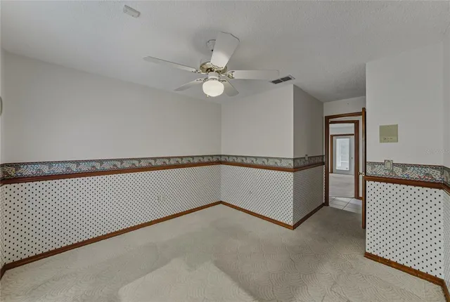 a view of a room with racks on the wall