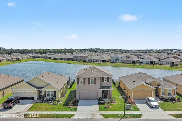 an aerial view of a house