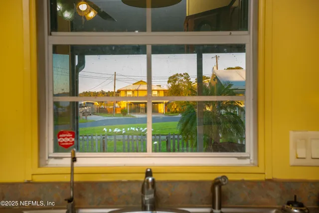 a view of a door with a street