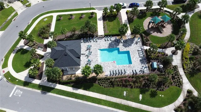 an aerial view of a house