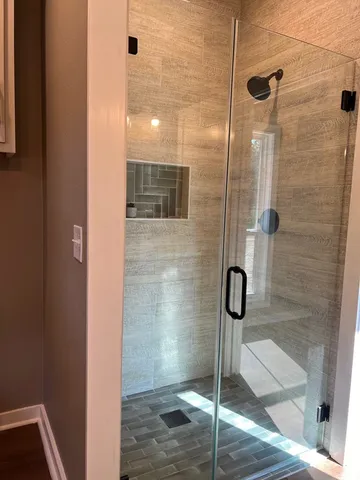 a bathroom with a shower