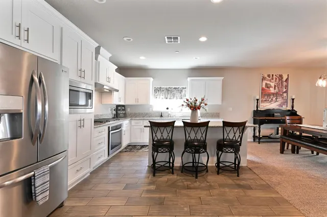 a view of a dining room and livingroom view