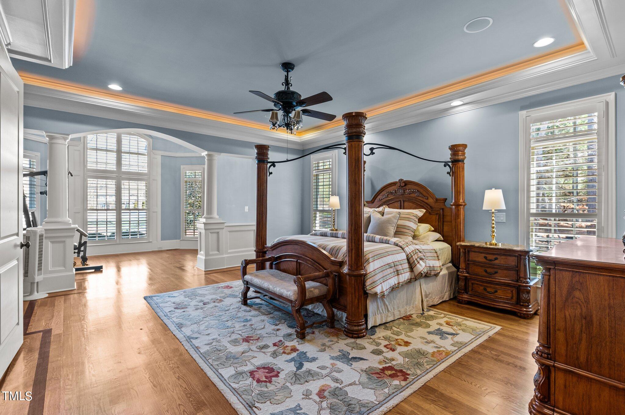 2108 Cadenza Lane Raleigh, NC 27614 - Photo 11 of 43 Huge Primary Suite with custom built ins, trey ceiling with lighting, recessed lights and lovely sitting room!
