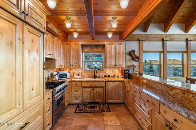 a kitchen with lots of counter top space