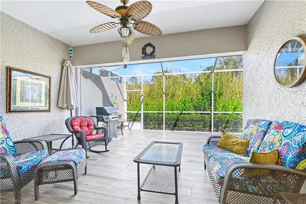 a outdoor living space with furniture and garden view