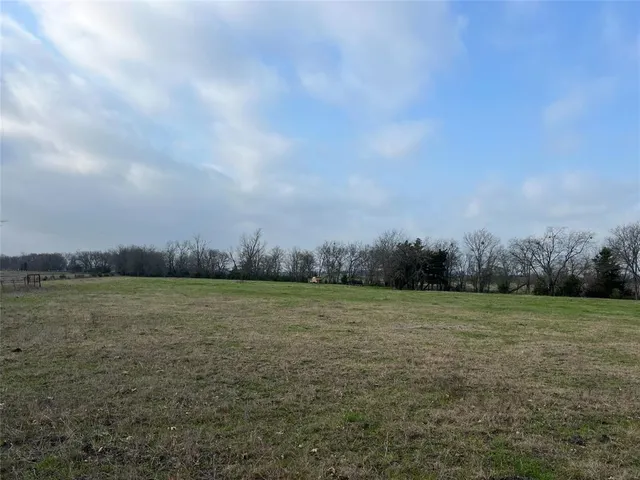 a view of a field with an ocean