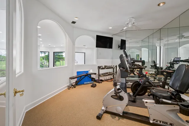 a view of a room with gym equipment