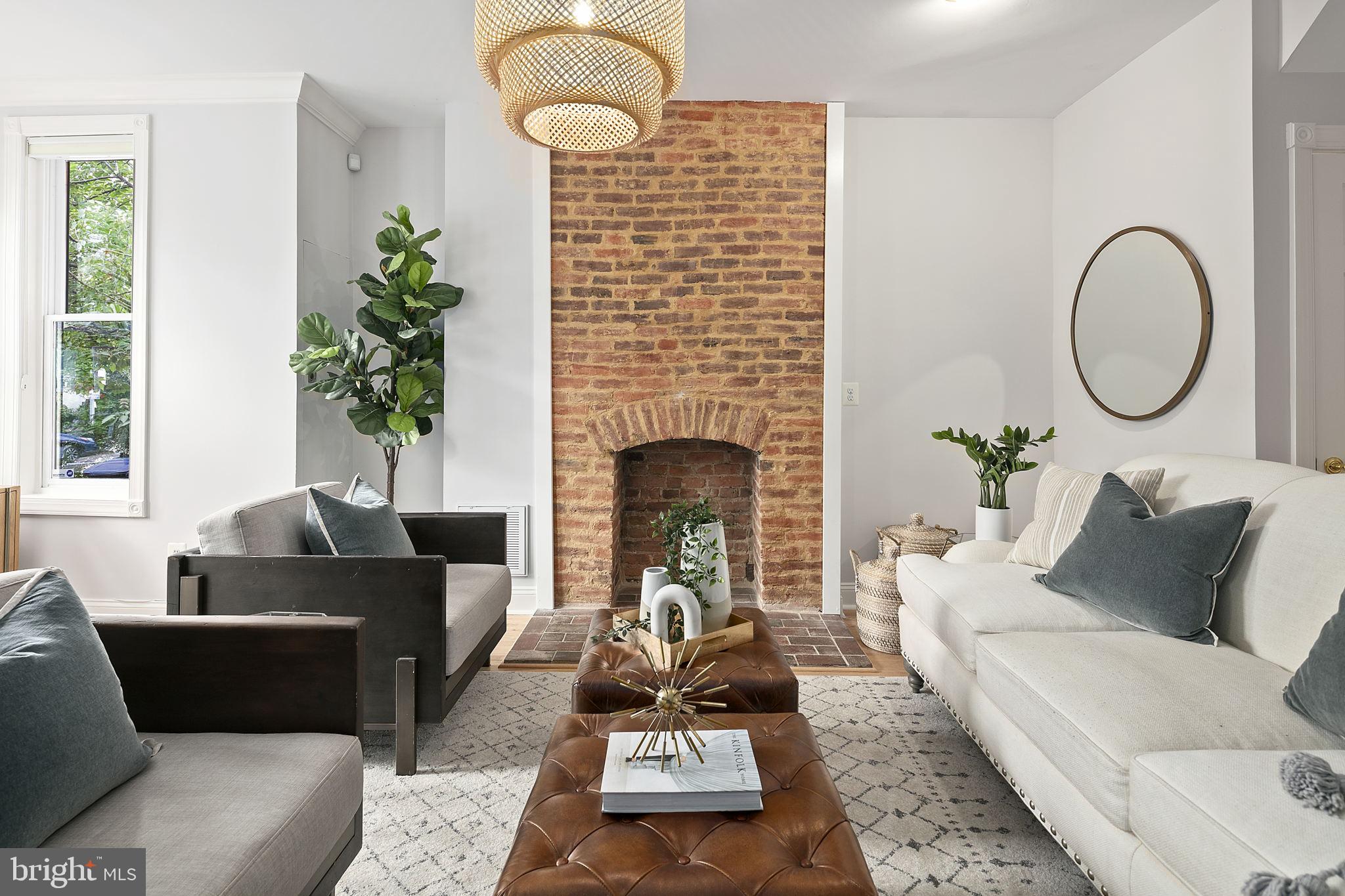 523 F Street Northeast Washington, DC 20002 - Photo 5 of 38 Goregous brick fireplace