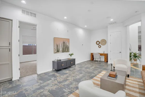 a living room with furniture