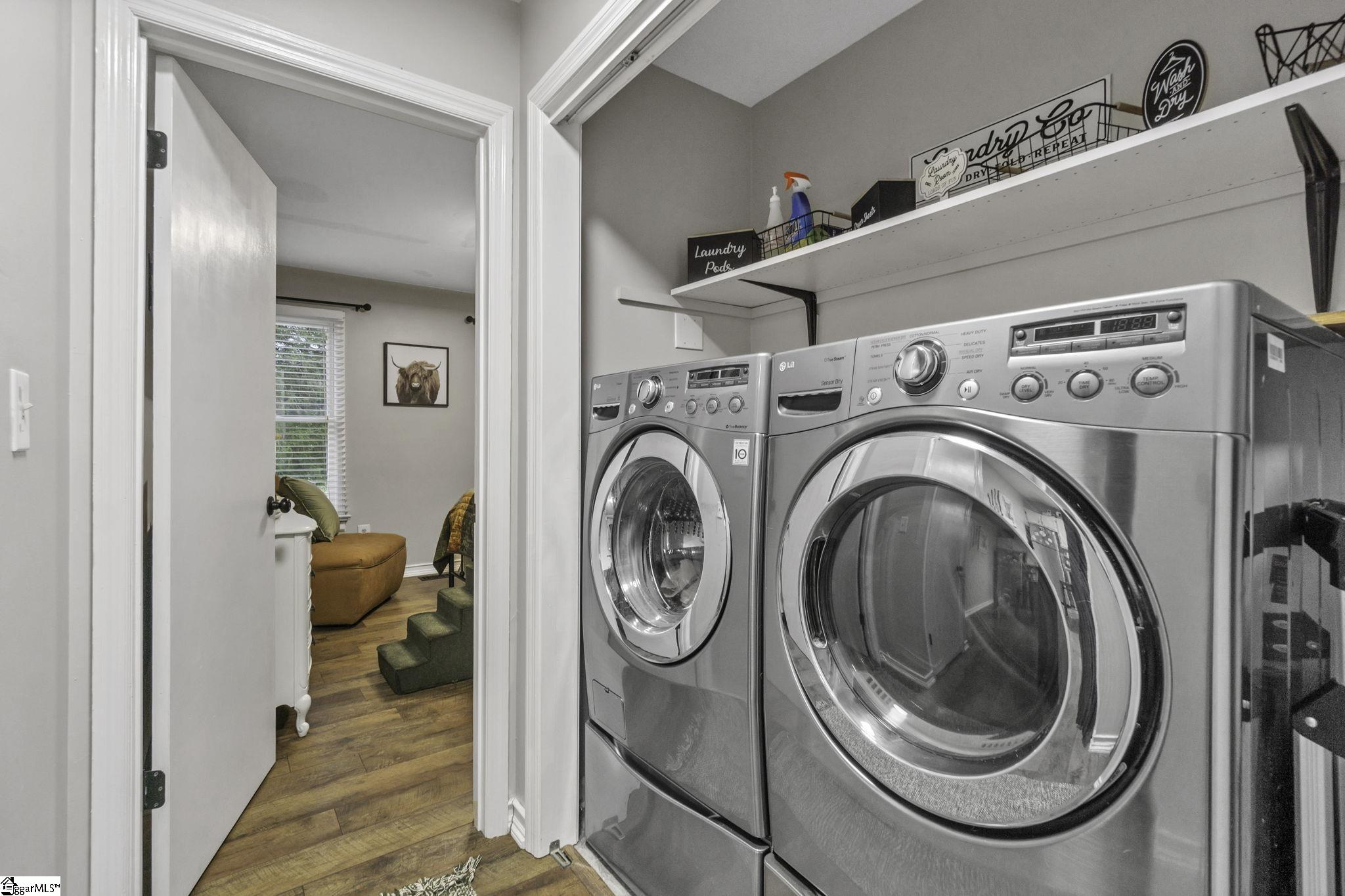 599 Sheriff Mill Road Easley, SC 29642 - Photo 19 of 29 The washer and dryer are conveniently located near the Primary Bedroom downstairs