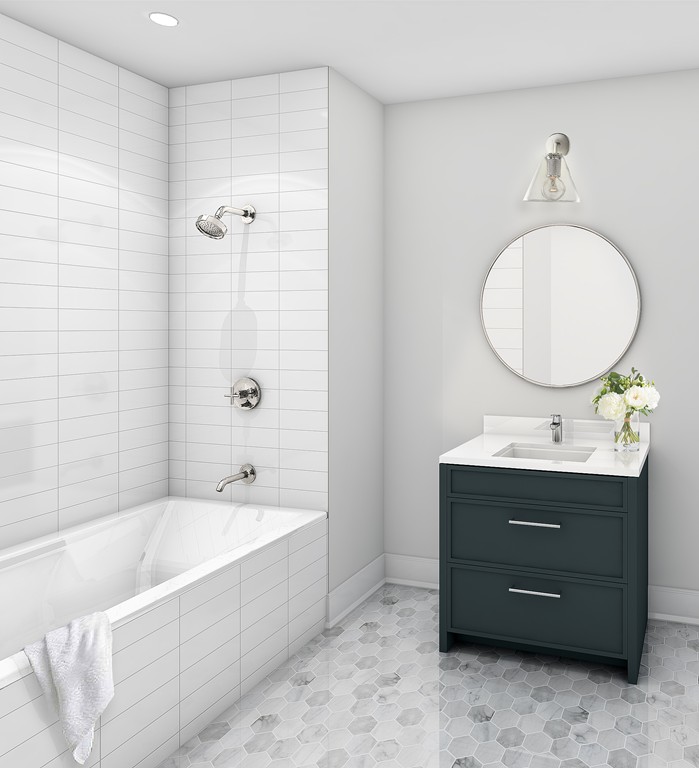 158 Winthrop Road, Unit 1 Brookline, MA 02445 - Photo 5 of 5 a bathroom with a tub sink and mirror