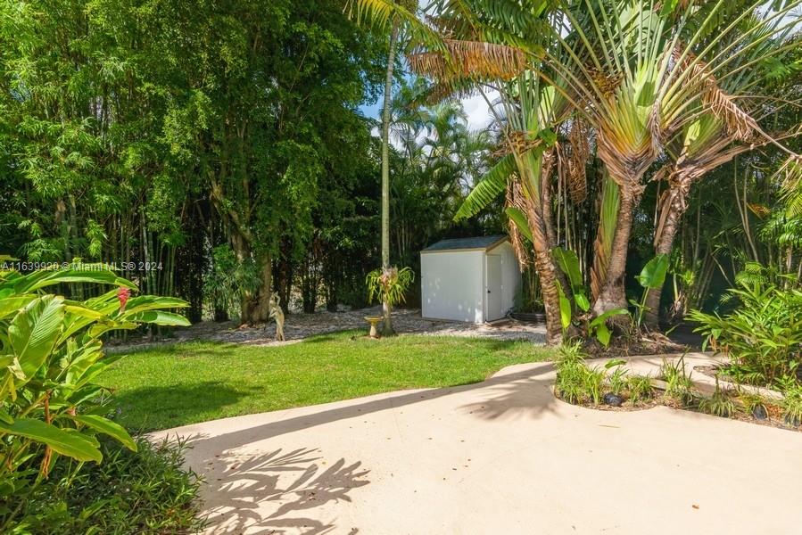 7772 Southwest 106th Terrace Pinecrest, FL 33156 - Photo 15 of 24 a backyard of a house with plants and large trees