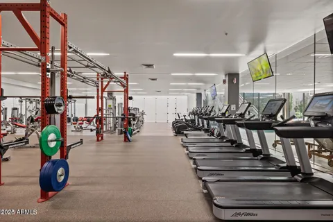 a view of a room with gym equipment