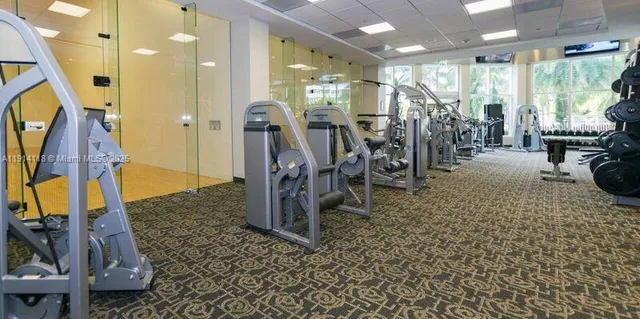 a view of a room with gym equipment