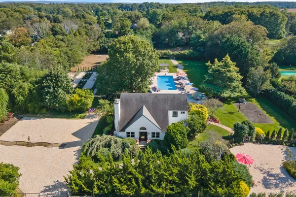 an aerial view of a house