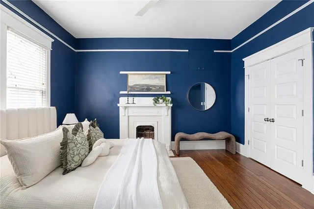 a close view of a fireplace