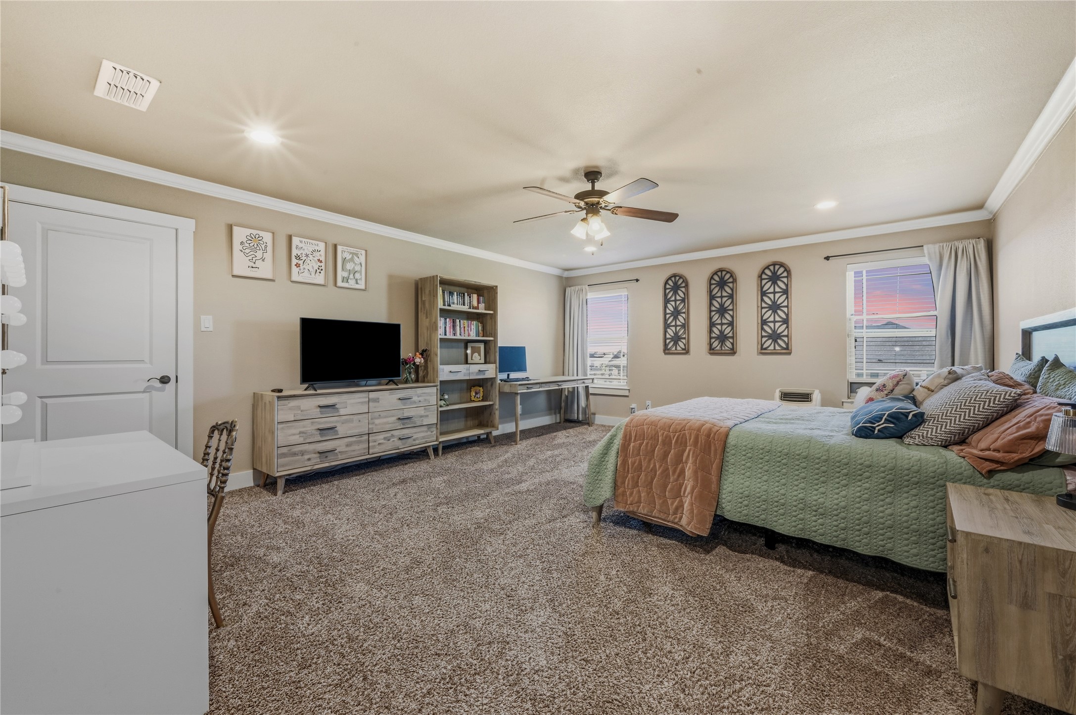4467 West Amity Road Salado, TX 76571 - Photo 22 of 40 This spacious room features carpeted flooring, light-colored walls, and a ceiling fan with integrated lighting