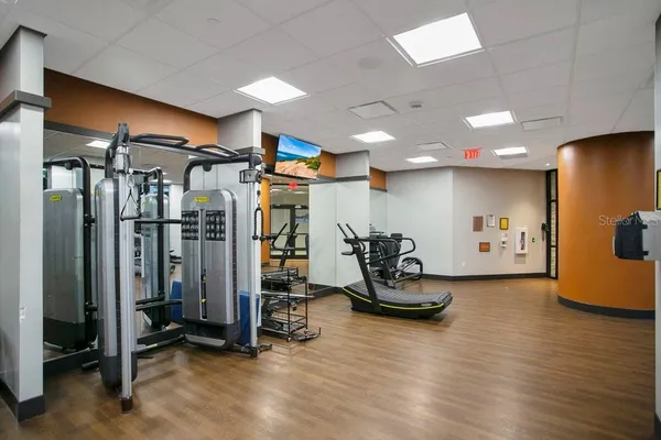 a view of a room with gym equipment