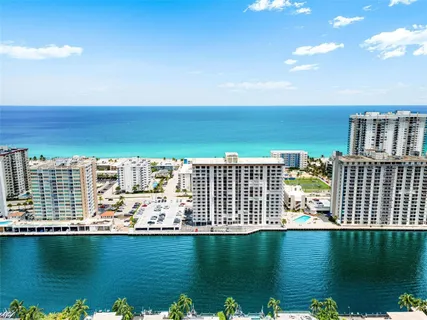 a city view with tall buildings