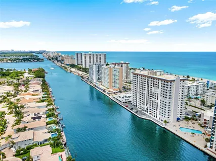a city view with tall buildings