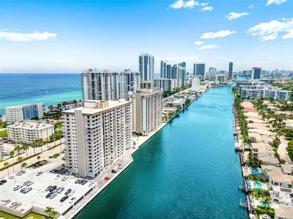 a view of a city with tall buildings