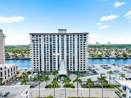 a view of a city with tall buildings