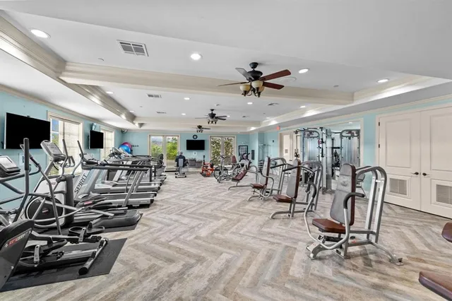 a view of a room with gym equipment