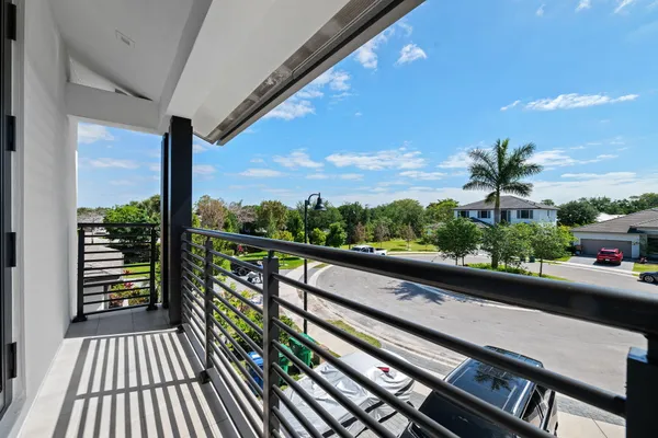 a balcony view with a couch