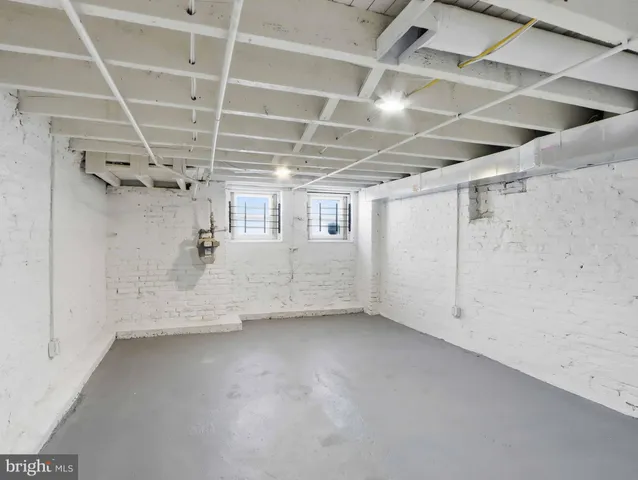 a view of a room with racks on the wall