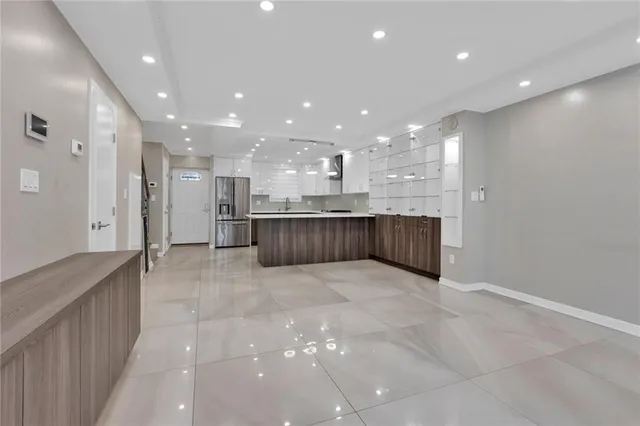 a view of kitchen and kitchen island