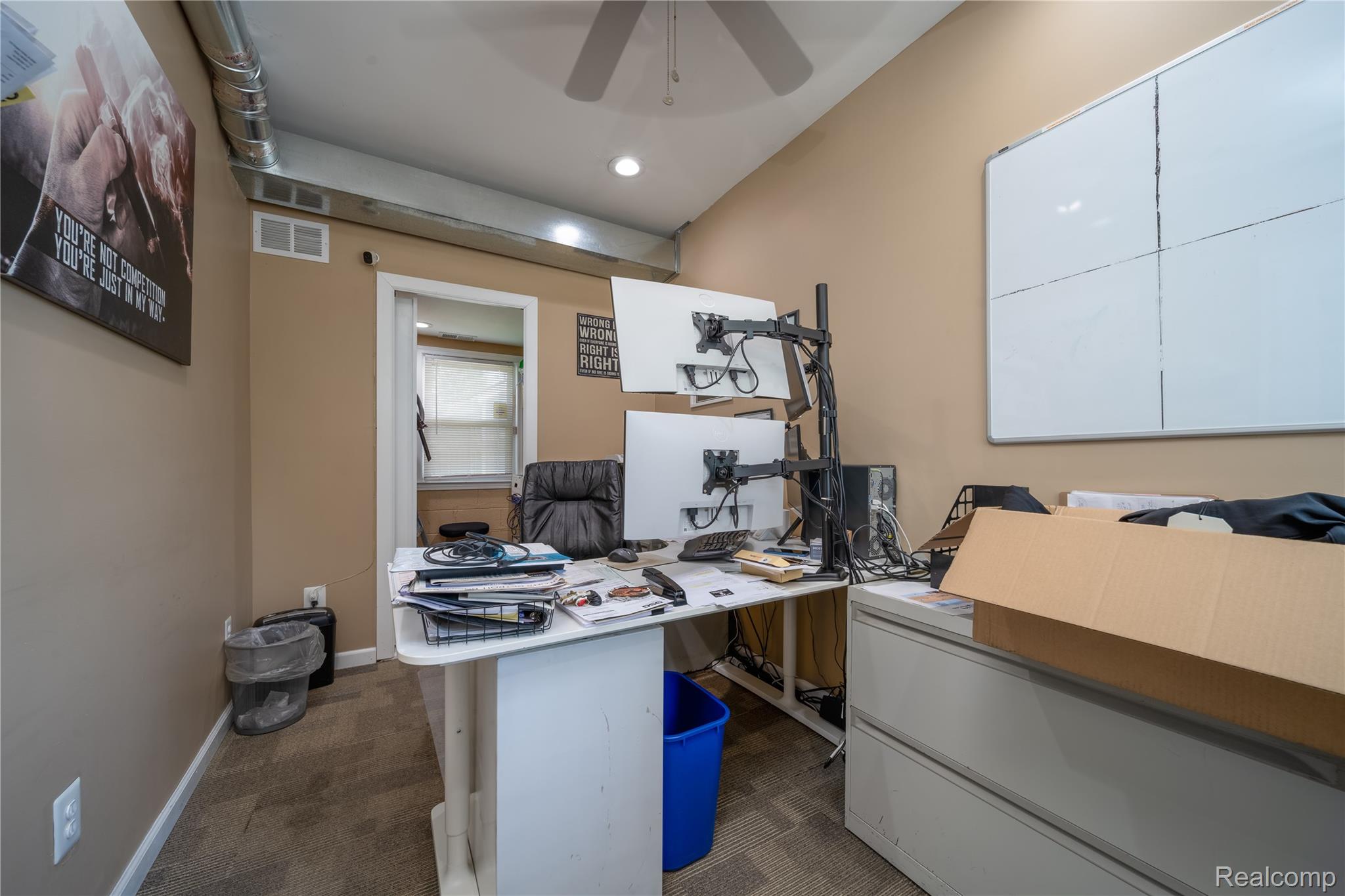 18 East Rutgers Avenue Pontiac, MI 48340 - Photo 5 of 19 Office space with dark colored carpet, recessed lighting, and a ceiling fan