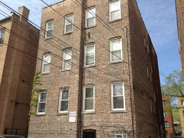a view of a brick building